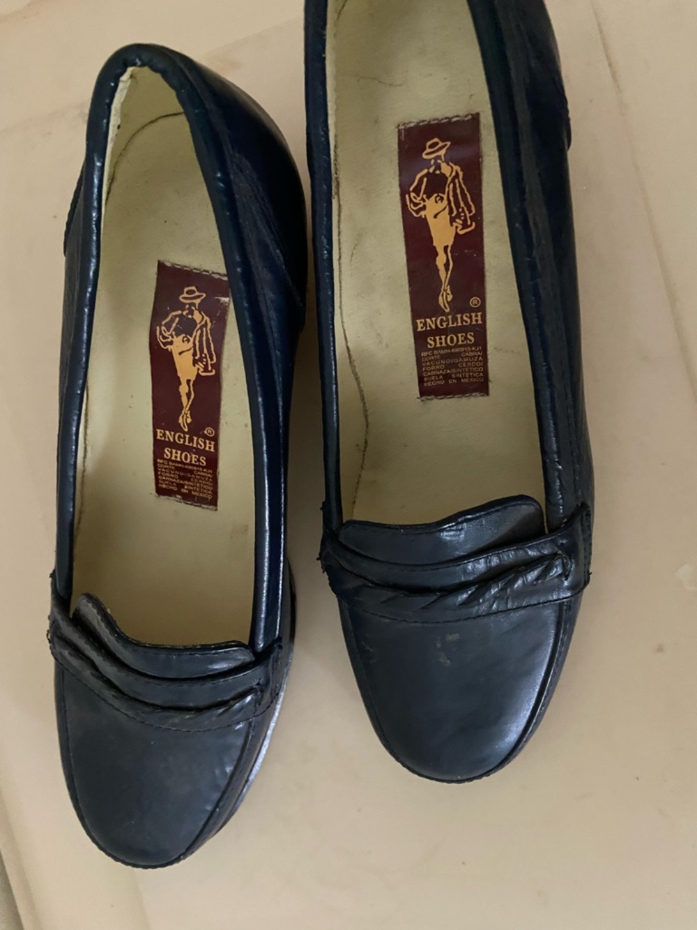 Navy Blue Leather Loafers size 5.5. Imported. New